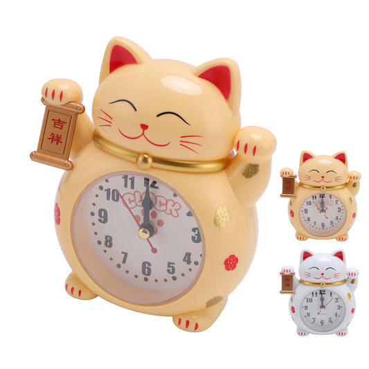 Lucky Cat Student Kids Alarm Clock Lucky Cat Clock Accurate Plastic Cute Cartoon Good Lucky Cat Alarm Clock for Home Alarm Clock