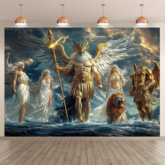Mythic Divine Figures Tapestry - Luxe Greek Mythology Art Wall Hanging for Bold Modern Home Decor
