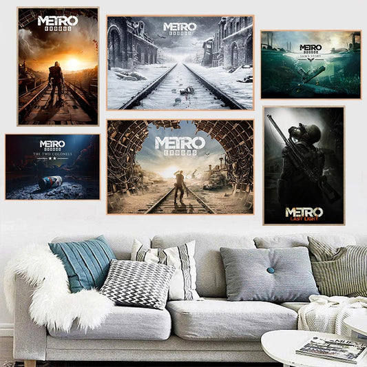 Metro Exodus Classic Video Game Poster Modern Hot Game Canvas Painting Wall Art Picture for Living Room Home Game Room Decor