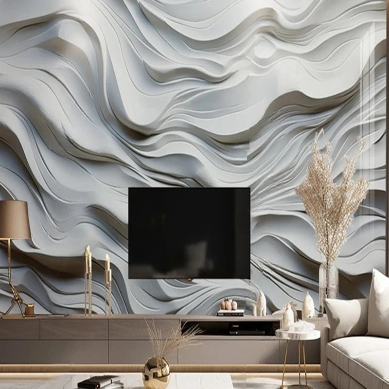 Custom 3D Abstract White Line Wall Mural Modern Wallpaper For Living Room Bedroom Office Decor Background Painting Papier Peint