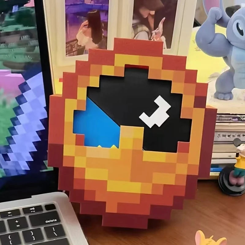 1pc Cartoon Pixel Style 3D Printed Clock Desktop Ornament Wall Or Table Timer Model Home Decor Creative Gift 12/24 Hours Format