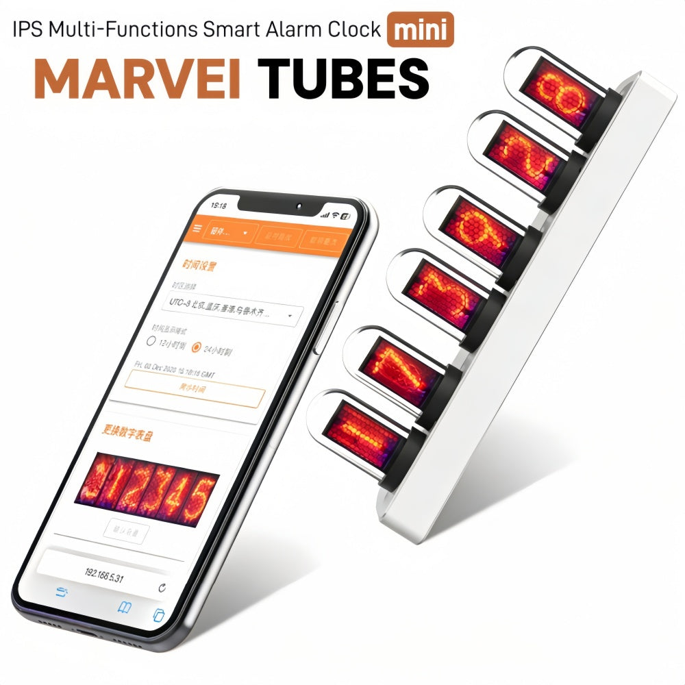 WiFi Control IPS Nixie Tube Alarm Clock RGB Colorful Lights Game Room Decor DIY Clock Faces Gift Idea