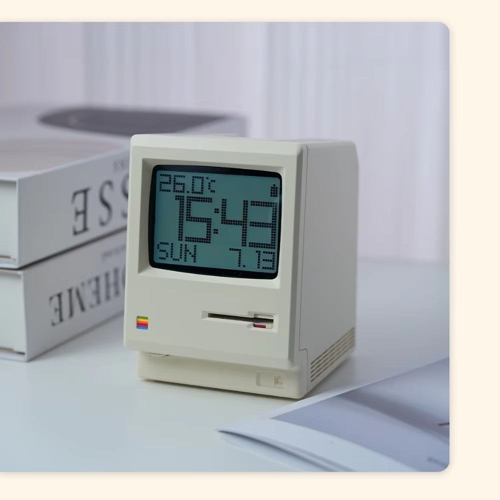 New Computer-Inspired Retro MacLock Clock Calendar Adjustable Brightness Desk Clocks Temperature Wake-Up Tool Pixel Alarm Clocks