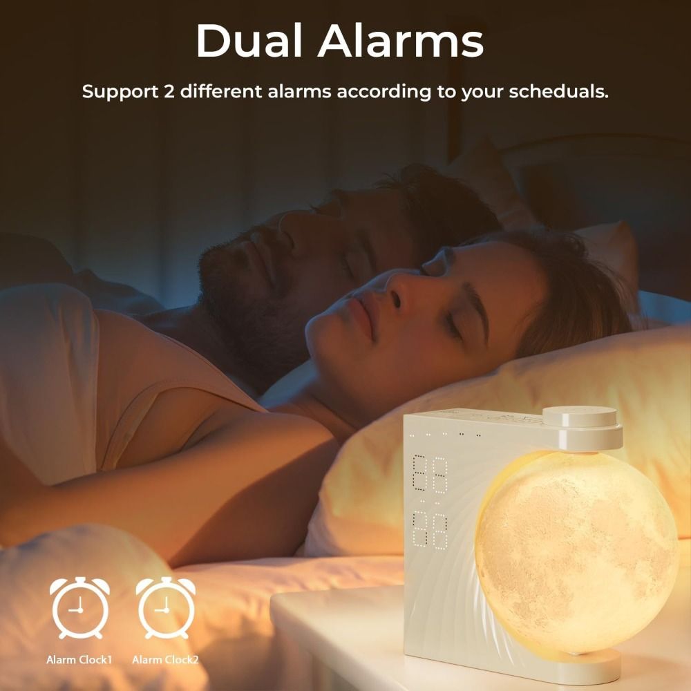 10 Light Effects Sunrise Alarm Clock 30/60/90 Timer 15 Ringtones Colorful Atmosphere Moon Lamp 12 Volume Control Adjustable
