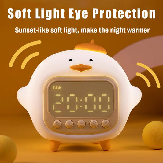 Alarm Clock LED Time Display Volume Adjustable 5 Groups Alarm Bells Children Cute Duckling Wake Up Light Alarm Clock