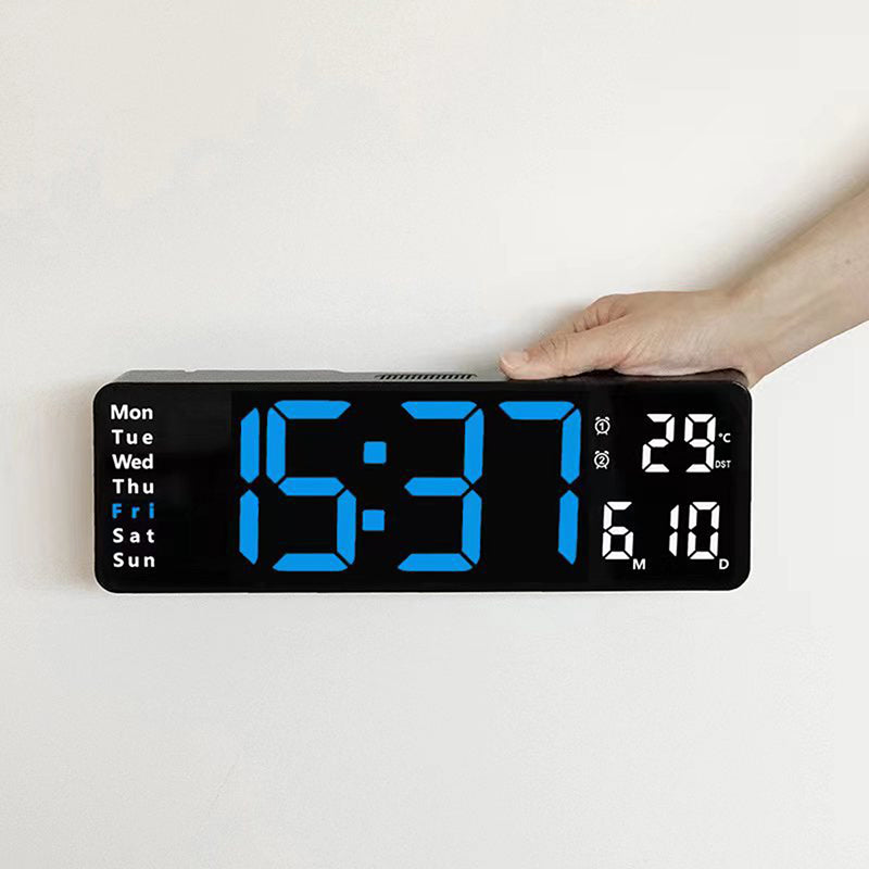 13-inch LED digital clock with remote control, dimming function, and automatic daylight saving time,suitable for living room use