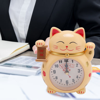Lucky Cat Student Kids Alarm Clock Lucky Cat Clock Accurate Plastic Cute Cartoon Good Lucky Cat Alarm Clock for Home Alarm Clock