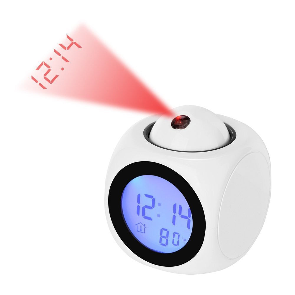 Multi-function Projection Chime Clock Ceiling Display Snooze LED Light Alarm Clock with Voice Alert Temperature Display
