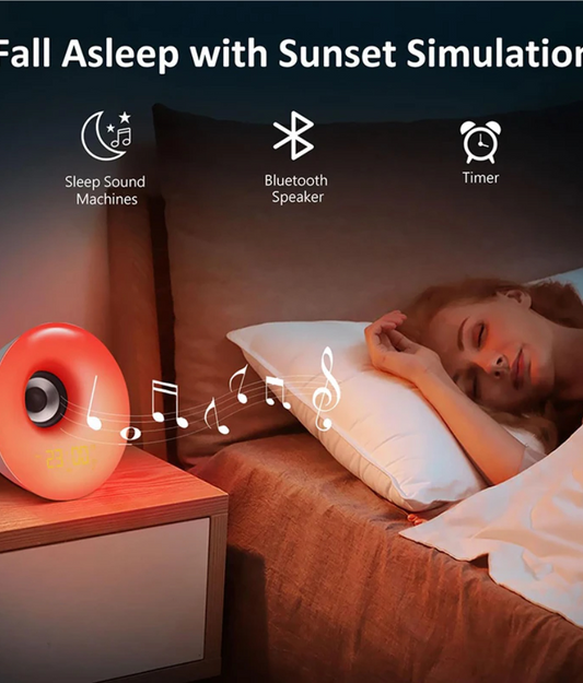 Bluetooth Speaker Clock Wake Up Light Alarm Clock with Sunrise Sunset Simulation Colorful Night Light Music Player Clock