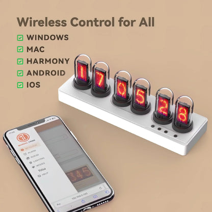 WiFi Control IPS Nixie Tube Alarm Clock RGB Colorful Lights Game Room Decor DIY Clock Faces Gift Idea