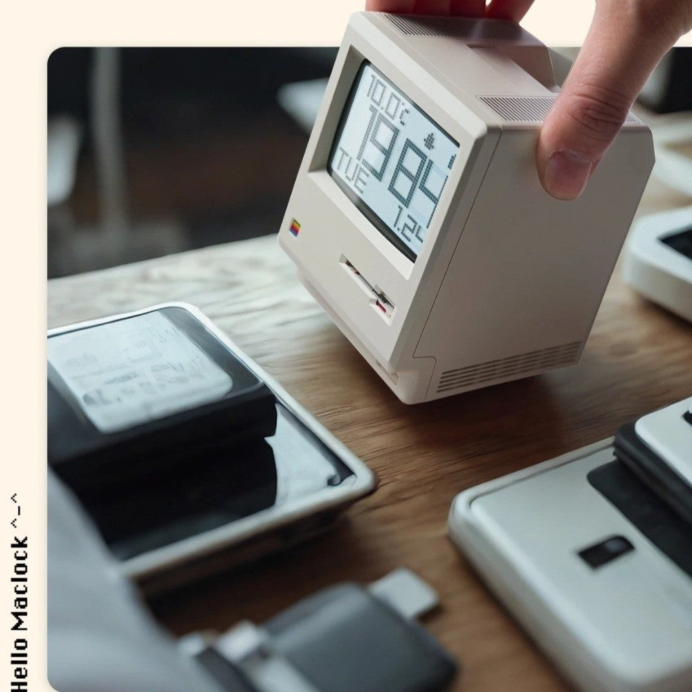 New Computer-Inspired Retro MacLock Clock Calendar Adjustable Brightness Desk Clocks Temperature Wake-Up Tool Pixel Alarm Clocks