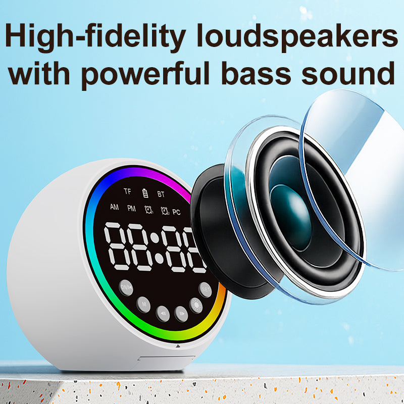 Smart Electronic LED Clock Bluetooth Speaker with Music Ambient Light Dual Alarm Clocks Table Clock Desktop Battery Power Clock