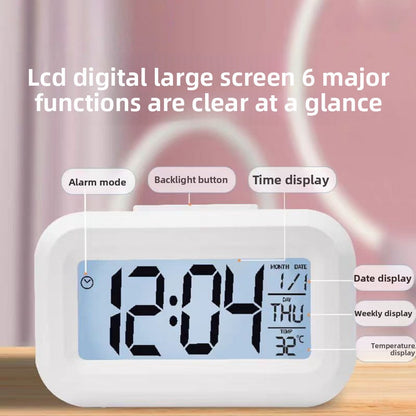 Alarm Clock Digital Clock LED Electronic With Backlight Snooze Calendar For Home Office Desktop Table Screen Display Watch