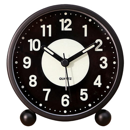 ABXF-Alarm Clock Luminous 4 Inchround Silent Analog Table Clock Non-Ticking,Battery Operated With Loud Alarm For Bedroom