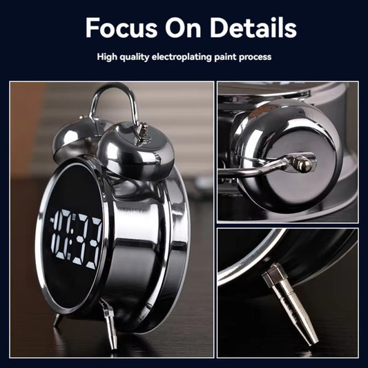 Loud Voice Metal Digital Alarm with Bright LED Display Bedside Clock for Heavy Sleeper Kids Students Home Living Room Decor
