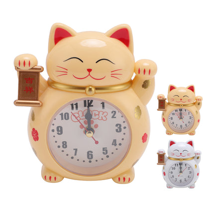 Lucky Cat Student Kids Alarm Clock Lucky Cat Clock Accurate Plastic Cute Cartoon Good Lucky Cat Alarm Clock for Home Alarm Clock