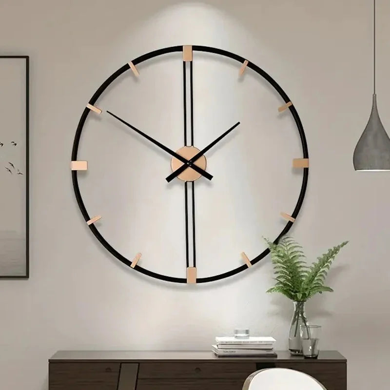Large Wall Clock Living Room Iron Art Round Clocks Mechanism Silent Watches Kitchen Luxury Watch Room Design Wall Decoration