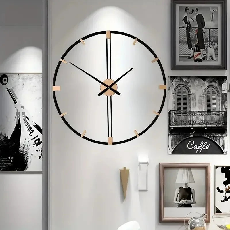 Large Wall Clock Living Room Iron Art Round Clocks Mechanism Silent Watches Kitchen Luxury Watch Room Design Wall Decoration