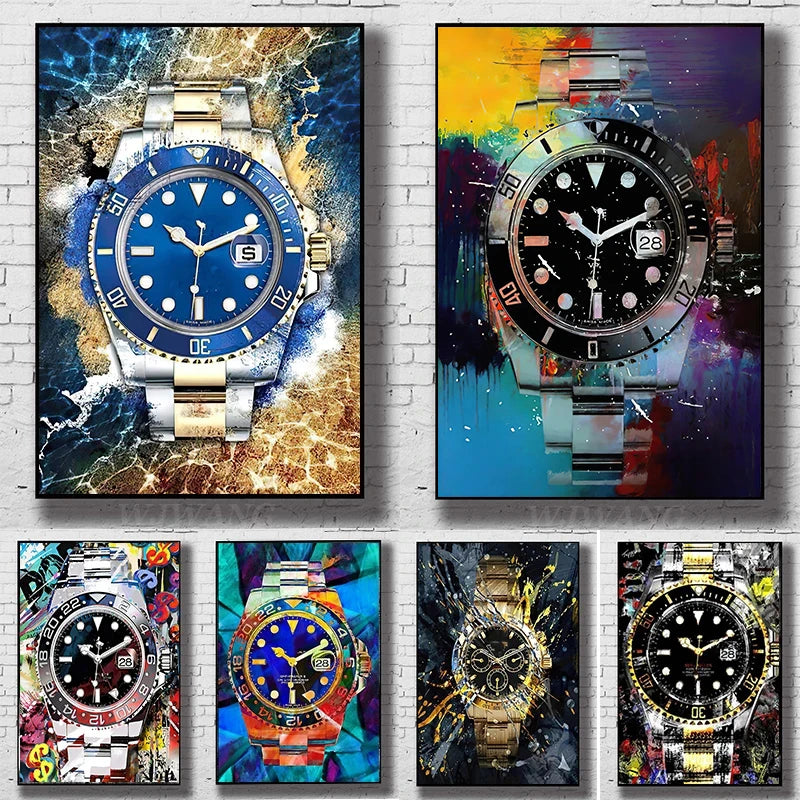 Luxury Wrist Watch Graffiti Wall Art Posters and Prints Canvas Painting Wall Art Pictures For Living Room Office Home Decor