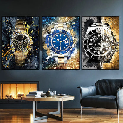 Luxury Wrist Watch Graffiti Wall Art Posters and Prints Canvas Painting Wall Art Pictures For Living Room Office Home Decor