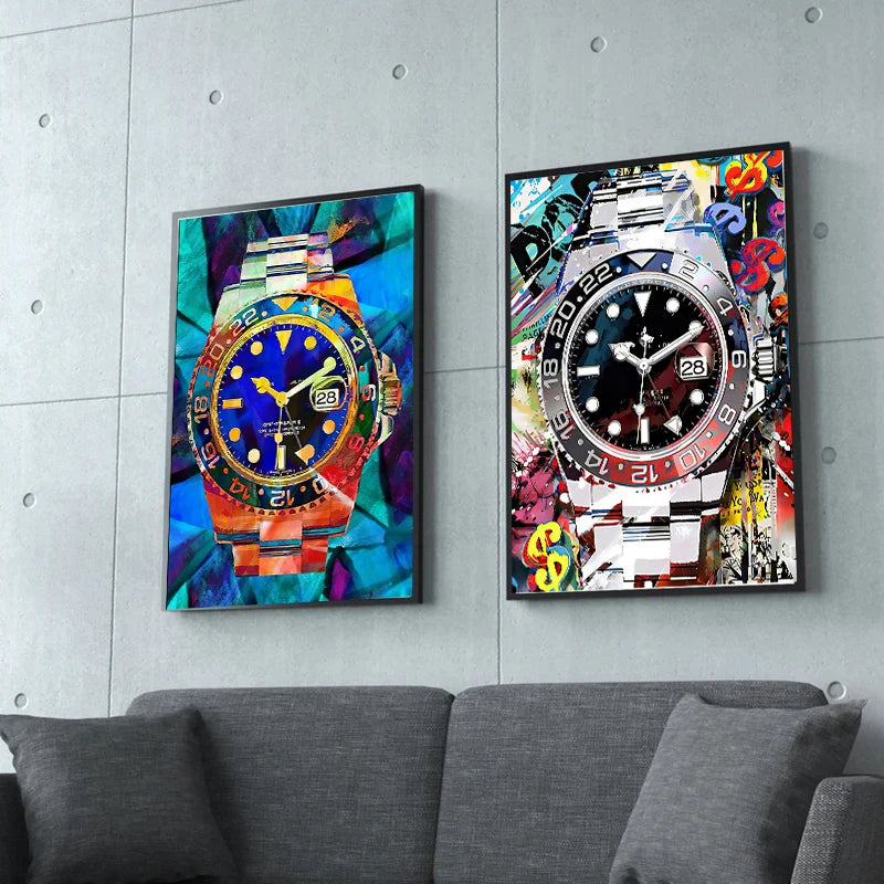 Luxury Wrist Watch Graffiti Wall Art Posters and Prints Canvas Painting Wall Art Pictures For Living Room Office Home Decor