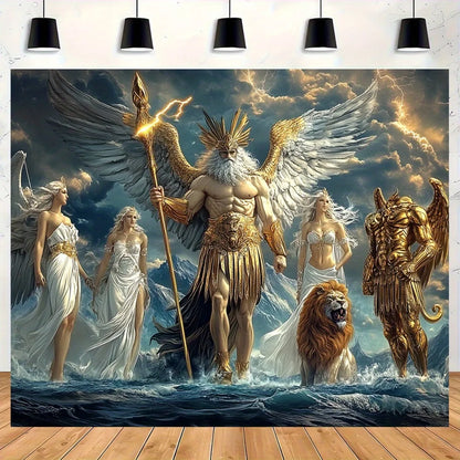 Mythic Divine Figures Tapestry - Luxe Greek Mythology Art Wall Hanging for Bold Modern Home Decor