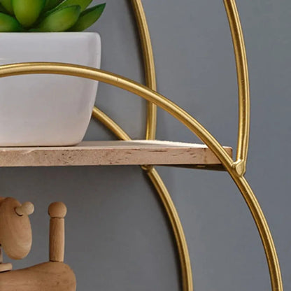Modern Iron Decorative Wall Shelf Gold No Punching Wall Storage Rack Nordic Style Space Saving Wall Decoration Living Room