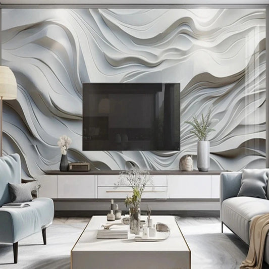 Custom 3D Abstract White Line Wall Mural Modern Wallpaper For Living Room Bedroom Office Decor Background Painting Papier Peint