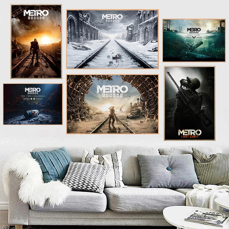 Metro Exodus Classic Video Game Poster Modern Hot Game Canvas Painting Wall Art Picture for Living Room Home Game Room Decor