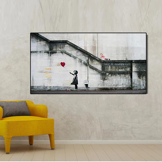 Girl Chasing Balloons Banksy Graffiti Canvas Painting Street Pop Art Posters and Prints Wall Pictures for Living Room Home Decor