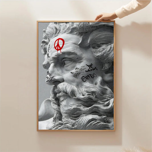 David Sculpture Graffiti Wall Art Poster Zeus Street Canvas Art Prints Apollo Wall Decor Picture David Sculpture Canvas Painting