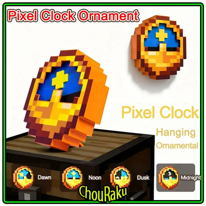 1pc Cartoon Pixel Style 3D Printed Clock Desktop Ornament Wall Or Table Timer Model Home Decor Creative Gift 12/24 Hours Format