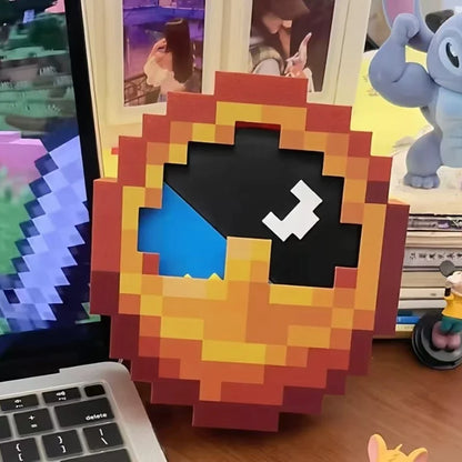 1pc Cartoon Pixel Style 3D Printed Clock Desktop Ornament Wall Or Table Timer Model Home Decor Creative Gift 12/24 Hours Format